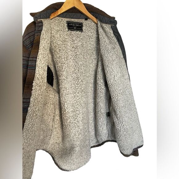 True Grit Brown and Blue Plaid Shirt Jacket - Picture 6 of 7